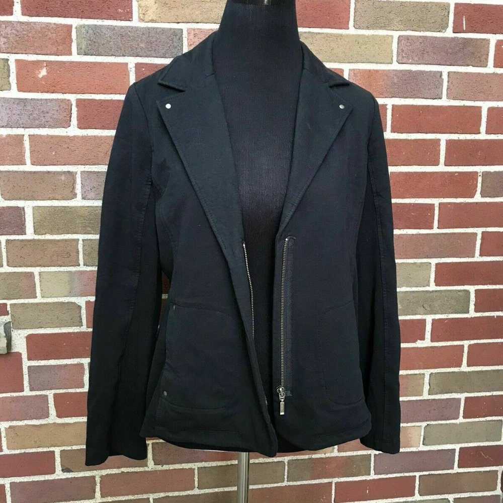 Zenergy by Chico’s Women's Jacket Black Zip Front Size 1 (Medium) Stretch
